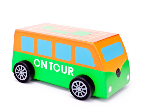 Little wooden toy bus