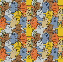 cats color fun seamless pattern