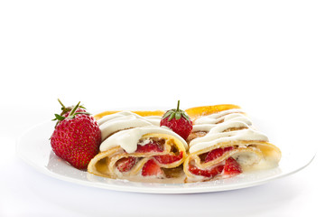 Pancakes with strawberries