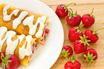 Pancakes with strawberries