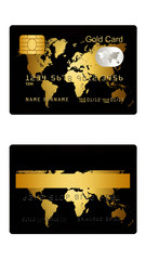 gold credit card isolated over white