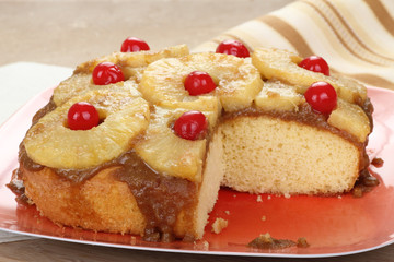 Sliced Pineapple Upside Down Cake