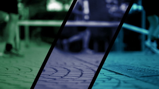 Jogging Splitscreen Blau Gr&uuml;n