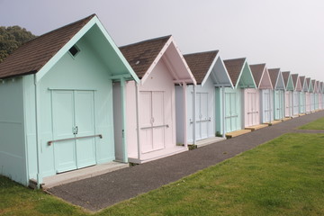 Fototapeta na wymiar Edwardian English Beach Huts