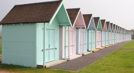 Fototapeta na wymiar English Beach Huts