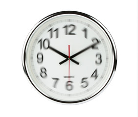 Clock with speeding time isolated on white background with clipp