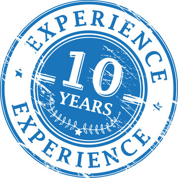 Stamp with the text 10 Years Experience written inside
