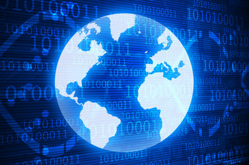 digital world on a dark blue background