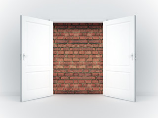 Brick wall blocking the doorway