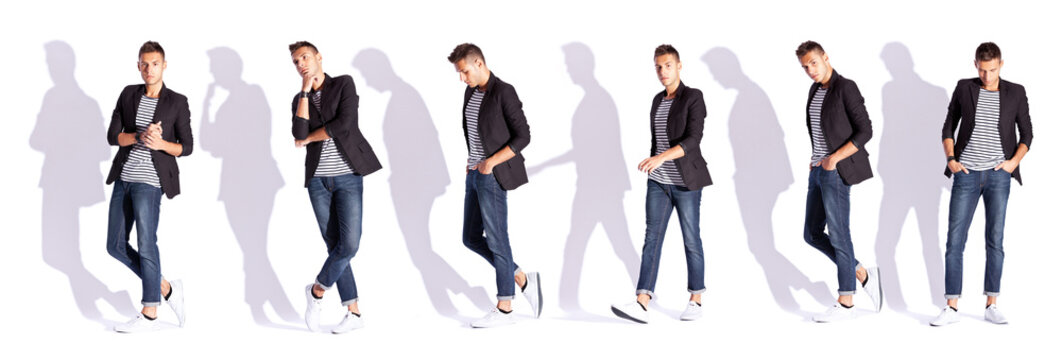 six poses of a fashion male model