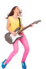 Young woman playing the guitar