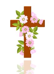 cross with flowers