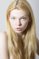 natural clean isolated studio portraitof beautiful woman