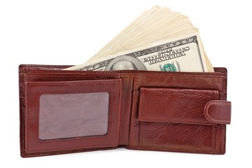 leather purse with us dollars