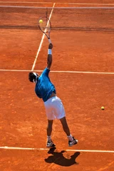 Zelfklevend Fotobehang Match de tennis sur terre battue : service © Alexi Tauzin