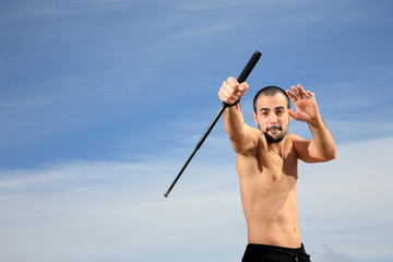 man with a crowbar