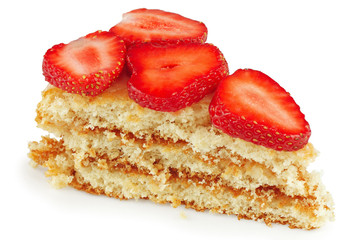 Traditional festive strawberry pie on a white background