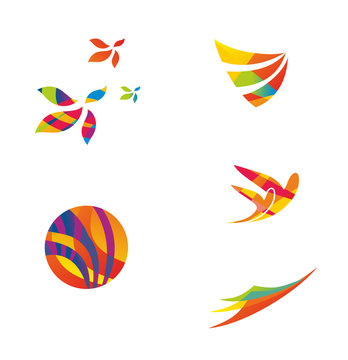 Set of colourful travel icons