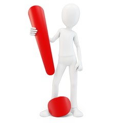 3d man exclamation point