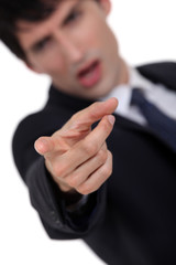 Angry man pointing