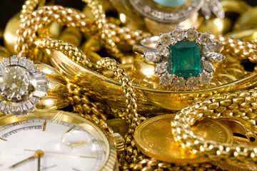 Jewelry, gold, necklaces, rings, bracelets, watch, wealth