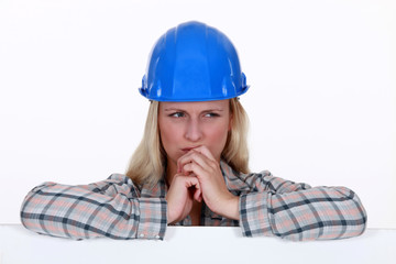 Confused female laborer