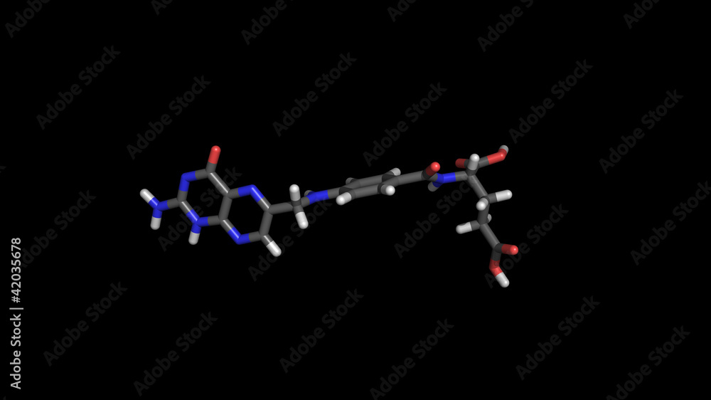 Wall mural Vitamin b9 folic acid 3d molecule