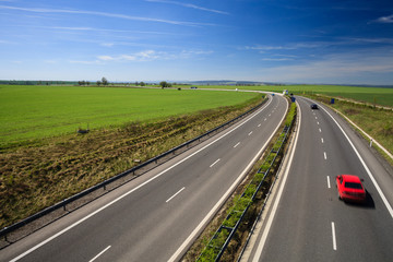 highway traffic on a lovely, sunny summer day