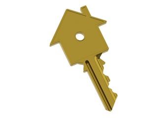 Golden house-shape key
