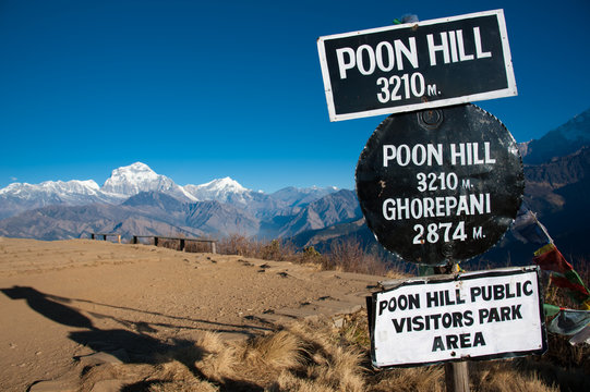 Fototapeta Beautiful view of Himalayan when see from the Poonhill peak