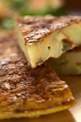 Homemade Spanish tortilla (omelette with potato, onion)