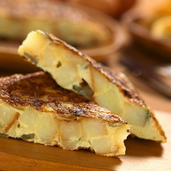 Homemade Spanish tortilla (omelette with potato, onion)