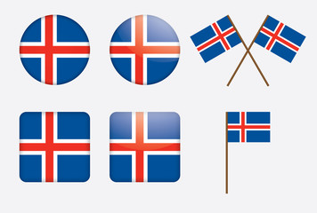set of badges with flag of Iceland vector illustration