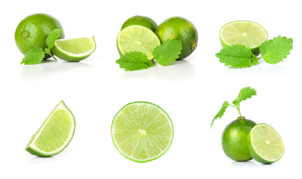 Lime and mint on a white background set