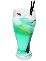 alcohol blue cocktail drink with ice