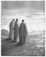 The disciples encounter Jesus on the road to Emmaus