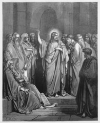 Jesus Preaches in the Synagogue - obrazy, fototapety, plakaty