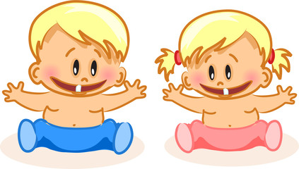 Векторные иллюстрации мальчика и девочку