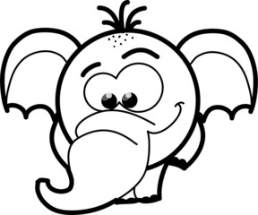 Мультфильм милый черно-белый слон, вектор