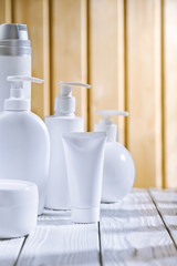 skincare composition on the old white table