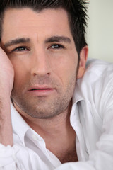 Close-up shot of a man's face