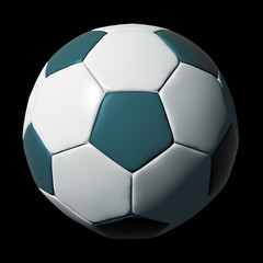 Fototapeta premium Cyan leather soccer ball isolated on black