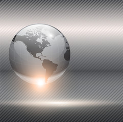 Business background grey with earth globe.