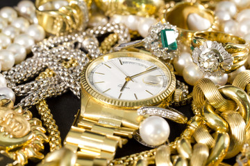 Jewelry, gold, necklaces, rings, bracelets, watch, wealth