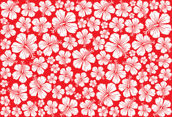Seamless floral pattern whit hibiscus - obrazy, fototapety, plakaty