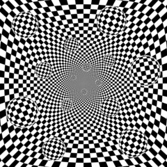 Fototapety  Abstract 3d black and white chess pattern background with balls