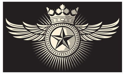 Obraz premium star, crown and wings tattoo