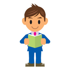 ビジネスマン イラスト 読書 本
