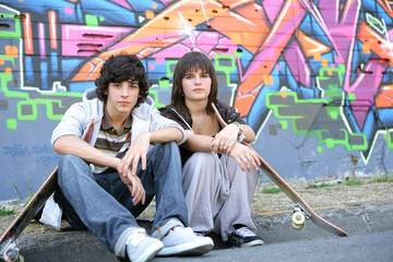 Teenagers hanging out on the streets