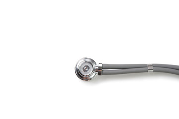 View from above of a stethoscope isolated over white